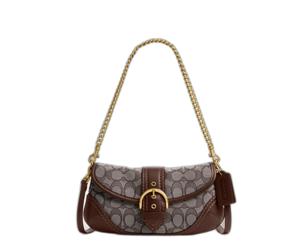 バッグ Coach Signature Soho Bag Champagne Gold Coach SOHO Canvas LEATHER EW Shoulder Bag KHAKI/GOLD 18750