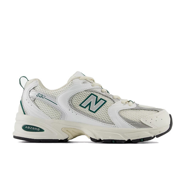 New Balance 530 Sea Salt with White and Marsh Green MR530SX