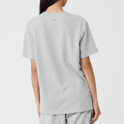 alo Women's Chill Short Sleeve - Athletic Heather Grey