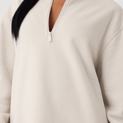 alo Women's Renown Heavy Weight 1/4 Zip - Bone