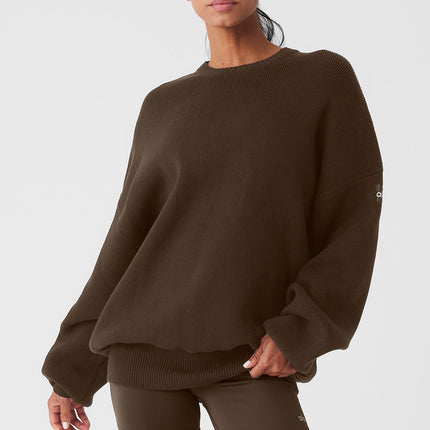 alo Women's Scholar Crew Neck Sweater - Espresso