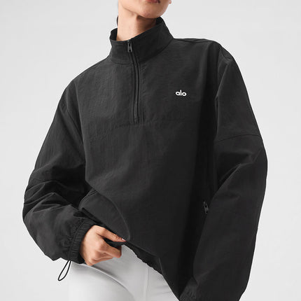 alo Women's Lightweight Takeaway Track Pullover - Black