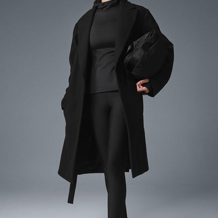 alo Women's Wool Gameday Overcoat - Black