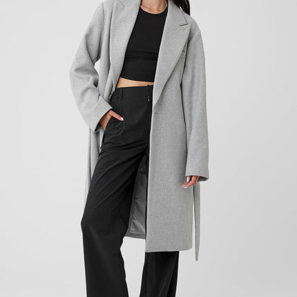 alo Women's Wool Gameday Overcoat - Athletic Heather Grey