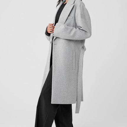 alo Women's Wool Gameday Overcoat - Athletic Heather Grey