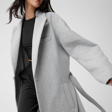 alo Women's Wool Gameday Overcoat - Athletic Heather Grey