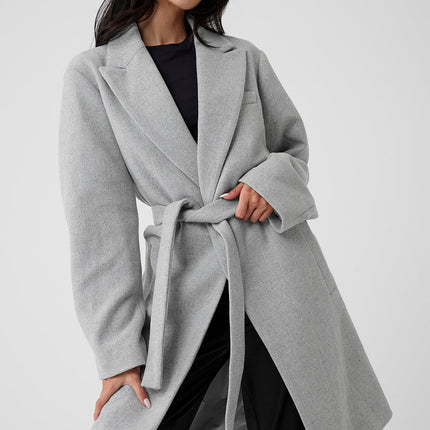 alo Women's Wool Gameday Overcoat - Athletic Heather Grey