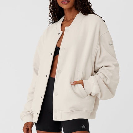 alo Women's Renown Varsity Jacket - Bone