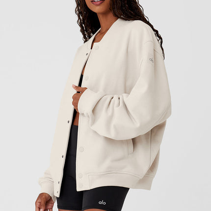 alo Women's Renown Varsity Jacket - Bone