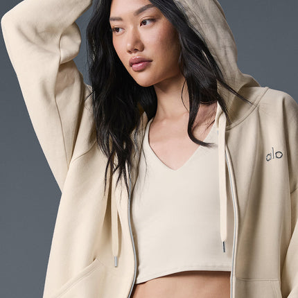 alo Women's Accolade Full Zip Hoodie - Oat Milk