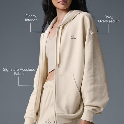 alo Women's Accolade Full Zip Hoodie - Oat Milk