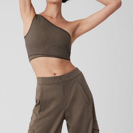 alo Women's Mesh Sheer Illusion Tank - Olive Tree