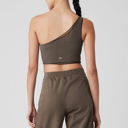 alo Women's Mesh Sheer Illusion Tank - Olive Tree