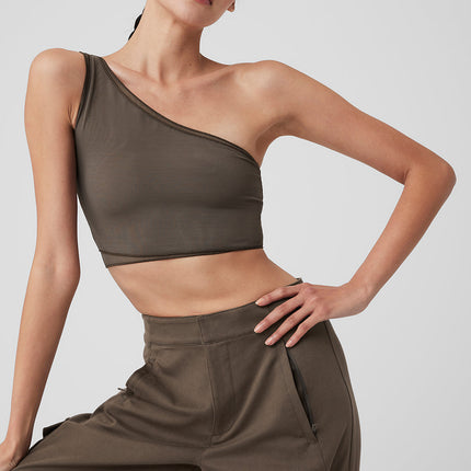 alo Women's Mesh Sheer Illusion Tank - Olive Tree
