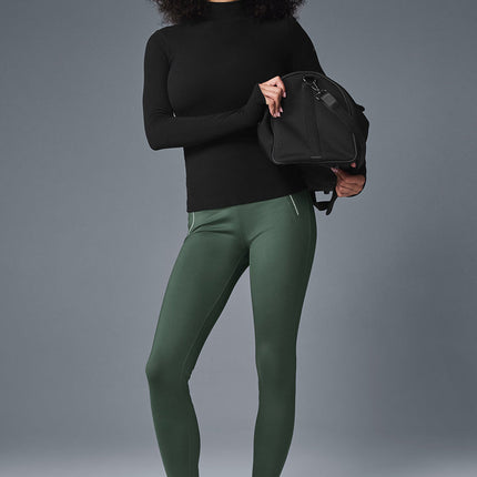 alo Women's Wellness Rib Mock Neck Long Sleeve - Black