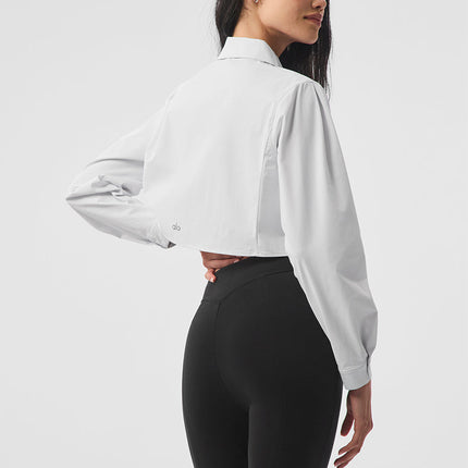 alo Women's Cropped Take Me Out Button Up - White