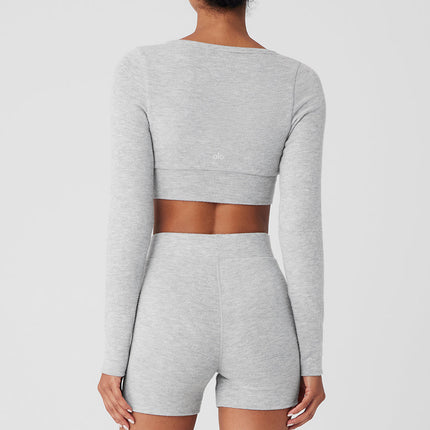 alo Women's Alolux Cropped Me Time Cardigan - Athletic Heather Grey