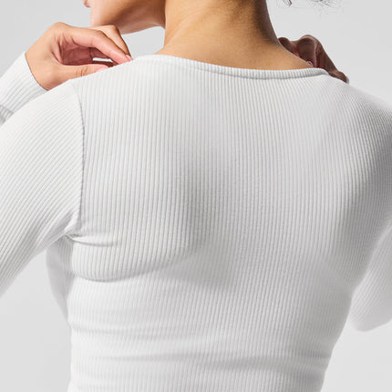 alo Women's Ribbed Stardust Long Sleeve - White