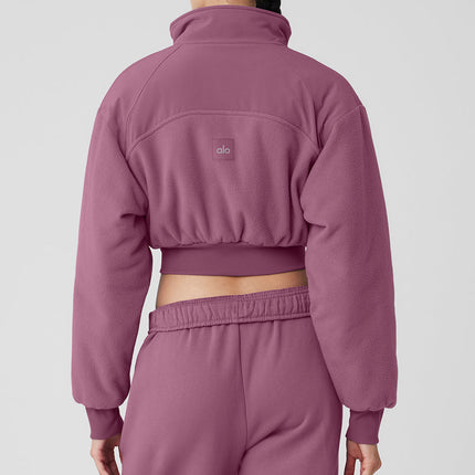 alo Women's Polar Fleece Cropped Wintry Mix Jacket - Soft Mulberry