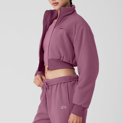 alo Women's Polar Fleece Cropped Wintry Mix Jacket - Soft Mulberry