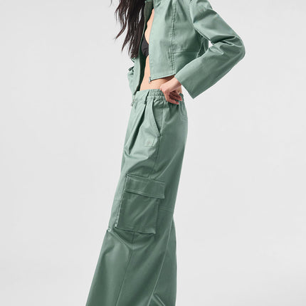 alo Women's High-Waist Night Out Cargo Trouser - Botanical Green