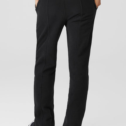 alo Women's High-Waist Free Time Straight Leg Sweatpant - Black