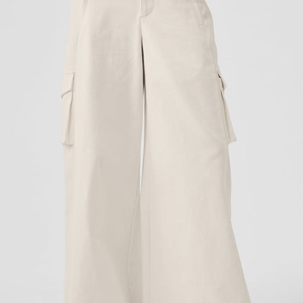 alo Women's Show Off Cargo Wide Leg Trouser (Long) - Ivory