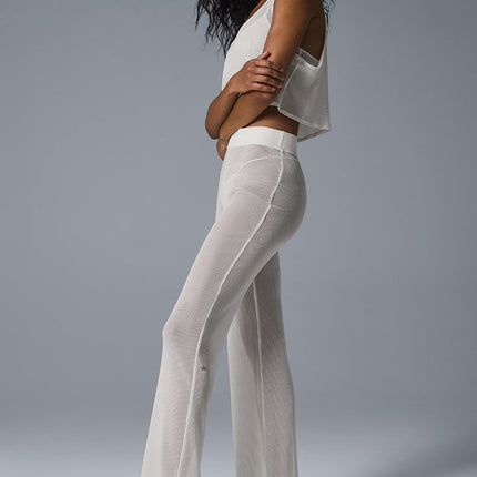 alo Women's Striped Mesh Tropical Nights Flare Pant - Ivory