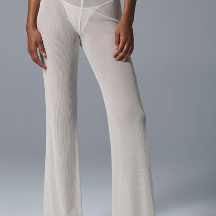 alo Women's Striped Mesh Tropical Nights Flare Pant - Ivory