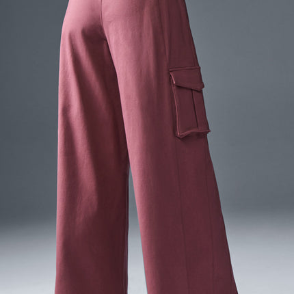 alo Women's Show Off Cargo Wide Leg Trouser (Regular) - Burgundy Truffle