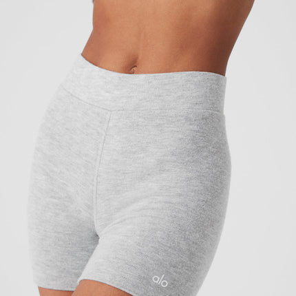 alo Women's Alolux High-Waist Me Time Short - Athletic Heather Grey