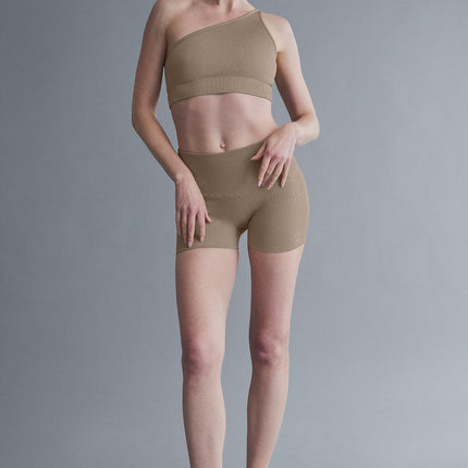 alo Women's 3" Seamless Ribbed Shimmer Short - Gravel