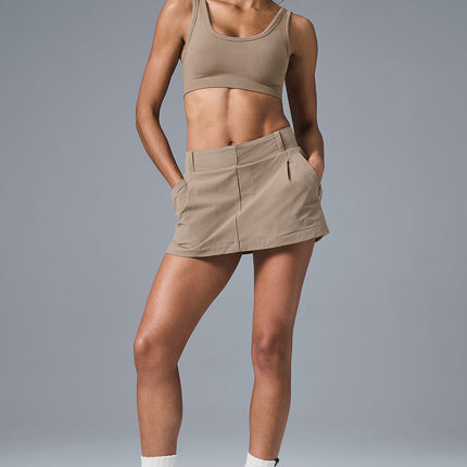 alo Women's Fan Club Mini Skirt - Gravel