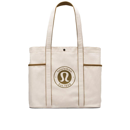 lululemon Unisex Daily Multi Pocket Canvas Tote Bag 20L Logo Natural/Artifact