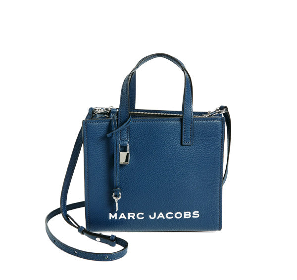 Marc Jacobs Women's Mini Grind Branded Leather Tote Bag Azure Blue