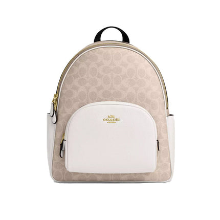 Coach Women's Court Backpack In Signature Canvas Gold/Sand/Chalk