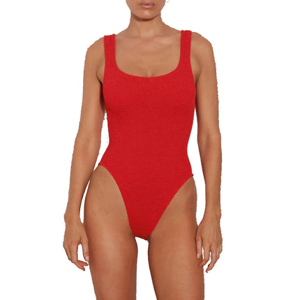 HUNZA G Women's Square Neck Swim Red