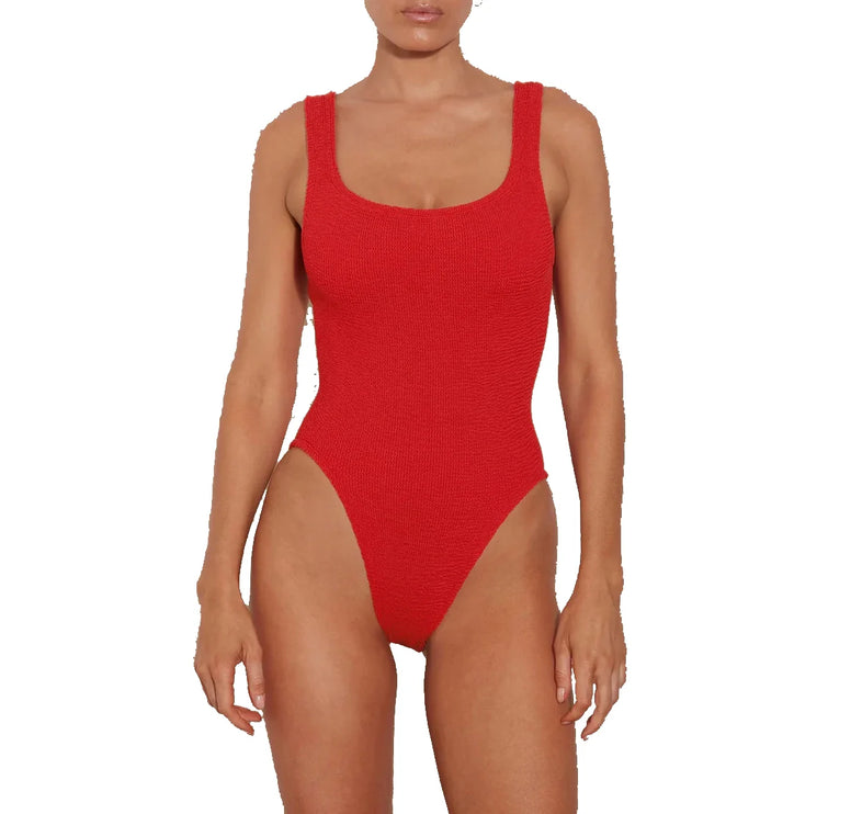 HUNZA G Women's Square Neck Swim Red