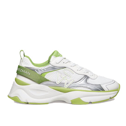 Stuart Weitzman Women's SW Trainer Calf Leather/Mesh/White/Light Green