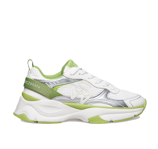 Stuart Weitzman Women's SW Trainer Calf Leather/Mesh/White/Light Green