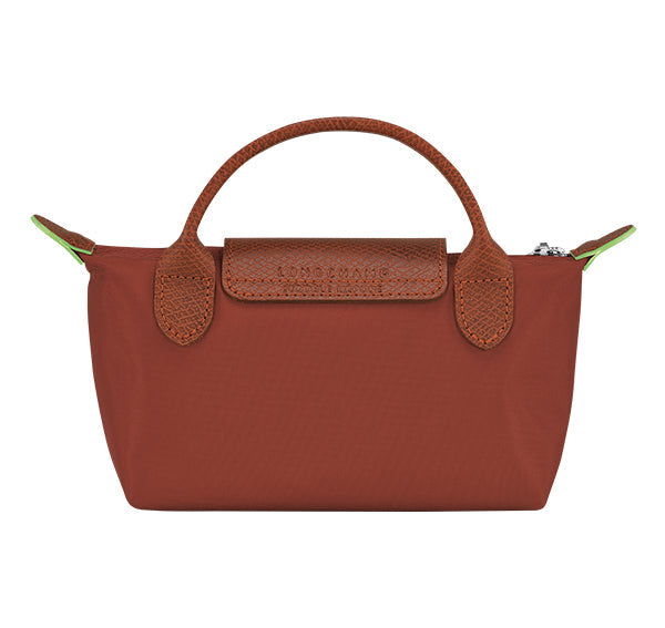 Longchamp Women's Le Pliage Green Pouch With Handle Chestnut - Hemen Kargoda