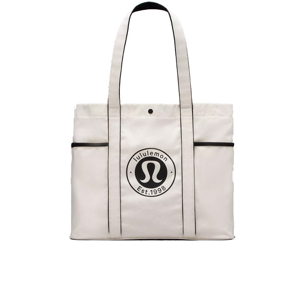 lululemon Unisex Daily Multi Pocket Canvas Tote Bag 20L Logo Natural/Black