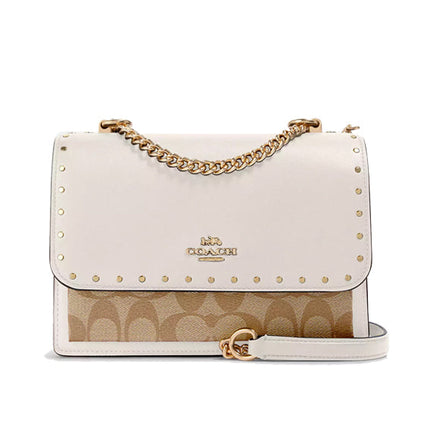 Coach Women's Klare Crossbody In Signature Canvas With Rivets Gold/Light Khaki Multi