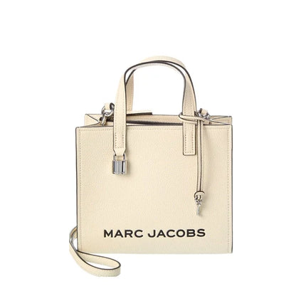 Marc Jacobs Women's Mini Grind Branded Leather Tote Bag Marshmallow