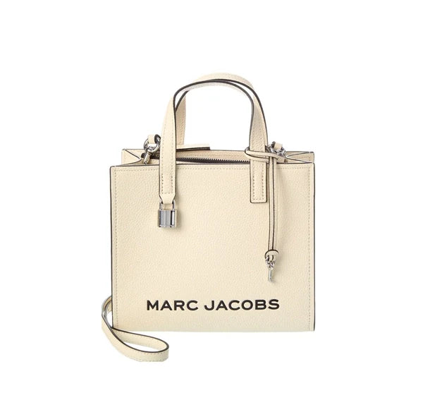 Marc Jacobs Women's Mini Grind Branded Leather Tote Bag Marshmallow