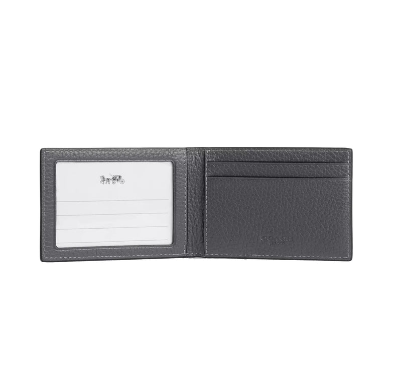 Coach Men's Compact Billfold Wallet Gunmetal/Industrial Grey