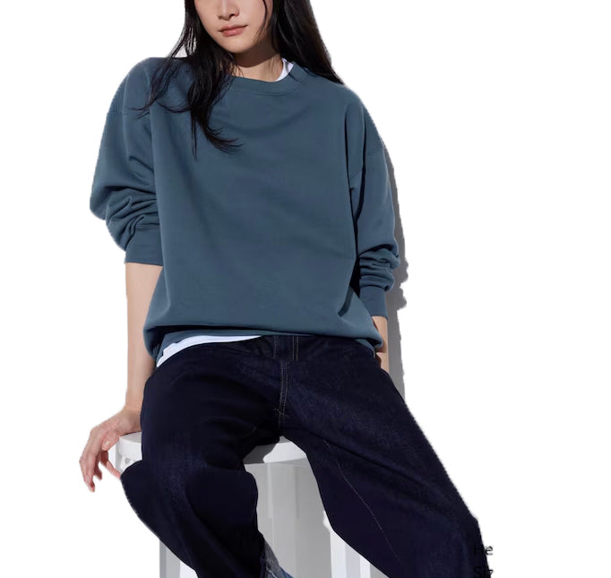 Uniqlo Women's Crew Neck Long Sleeve Sweatshirt 67 Blue