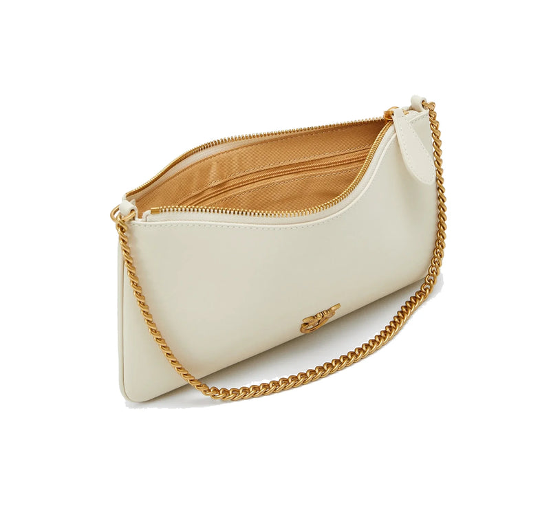 Pinko Women's Horizontal Flat Bag in Leather White