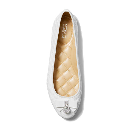 Michael Kors Women's Honey Logo Embossed Ballet Flat Optic White