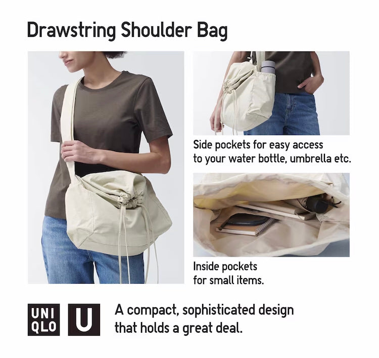 Uniqlo Unisex Drawstring Shoulder Bag 56 Olive